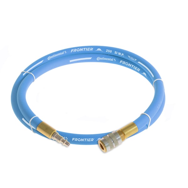 1/4"x3' BluEPDM AirHose, 250PSI, 1/4" Ind Intrchg M+F QC, HZU03825-03-53